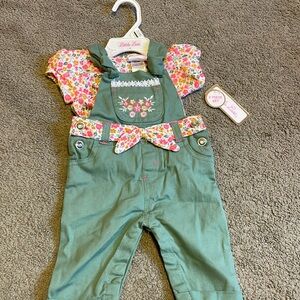 Little Lass baby girl Tshirt and overalls size 3-6 months NWT